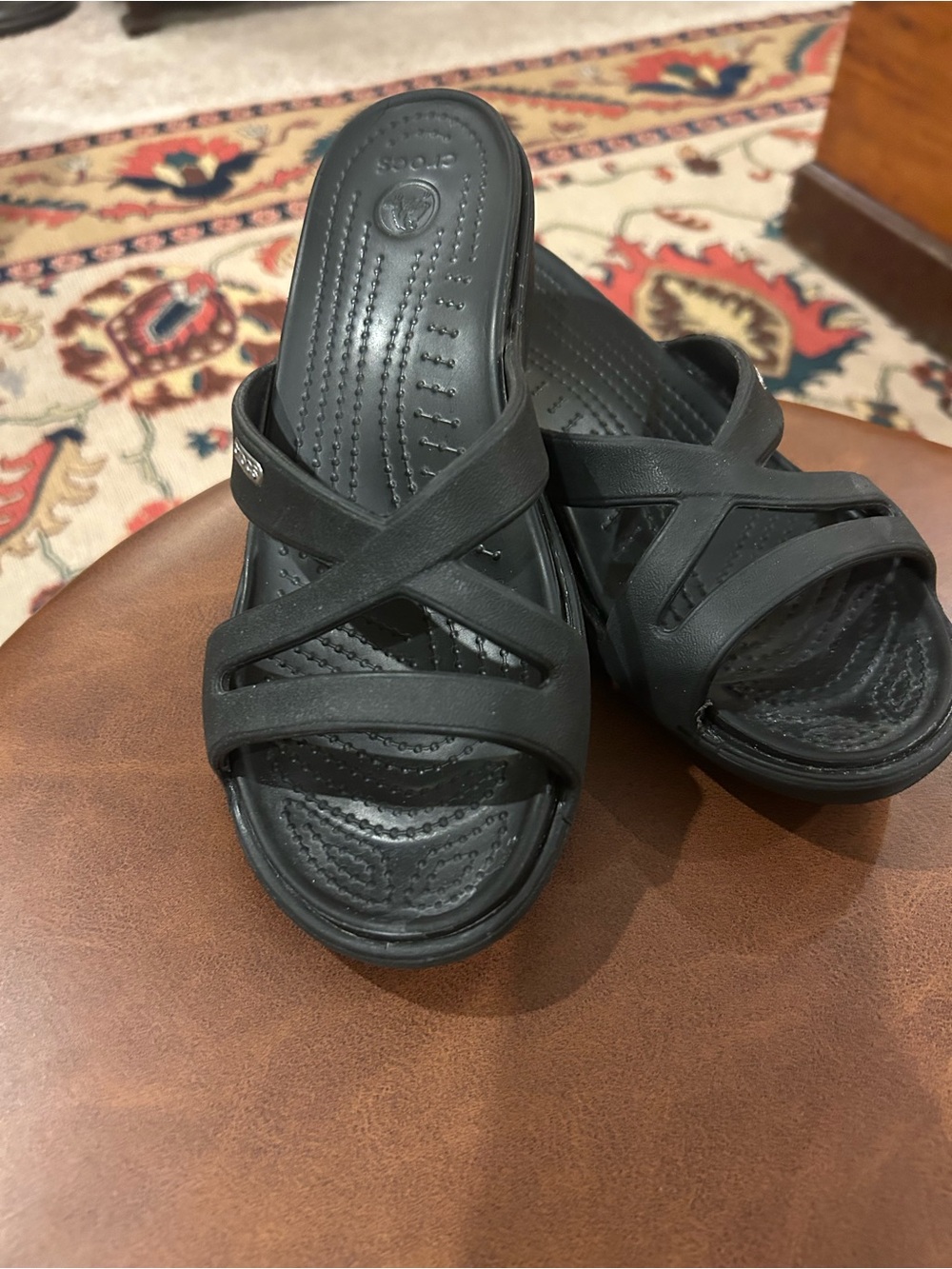 CROCS Black Patricia Wedge Sandal, Size 7